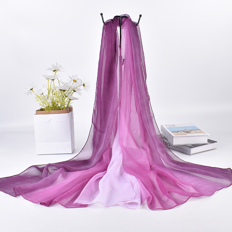 Silk Scarf Square - وشاح طويل من الحرير المتدرج ،